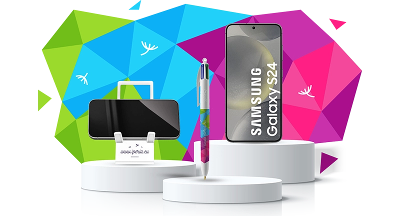 1 Samung S24, 250 supports téléphone* et 400 stylos BIC collector.